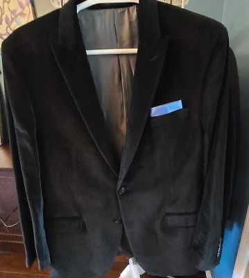 Blazer de terciopelo negro Calvin Klein para hombre 44L chaqueta de dos botones traje formal abrigo Foto 1 de 4