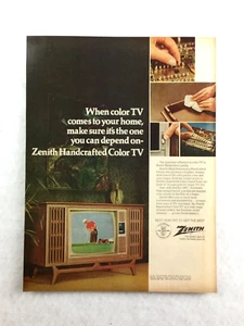 ZENITH Color TV Vintage 1968 PRINT AD Danish Modern Style Television - Bild 1 von 2