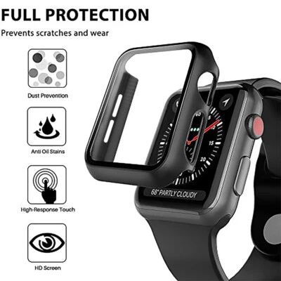 Se adapta a Apple Watch Series 6/5/4/SE/1/2/3 44/40/42mm Estuche protector delgado con pantalla de vidrio Foto 1 de 4