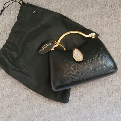 ISABELLA ADAMS New York Black Hard Shell Swarovski Crystals Clutch Shoulder Bag  - Image 1 of 4