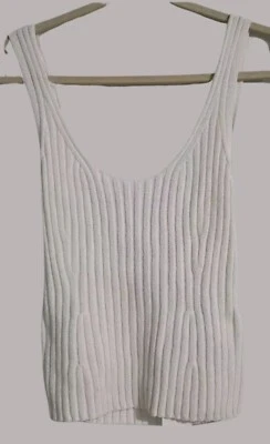 Camiseta sin mangas Vince de punto acanalado con lazo en la espalda óptica blanca talla S nueva con etiquetas Foto 1 de 4