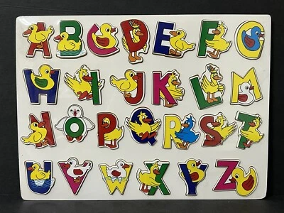 Rare  Wooden Toy Children Duck Wood Alphabet Letters Puzzle New - Image 1 of 2