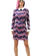 Julie Brown Woman's Long Sleeve Collared Belted Geometric Dress Size S (Multi)