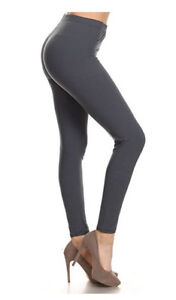 Solid Color Seamless Basic Stretch Soft Womens Leggings (One Size)
