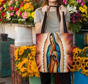 Our Lady of Guadalupe Shoulder AOP Tote Church Bag Religious Catholic Gifts - Picture 1 of 68