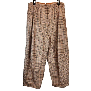 Free People Women Barrel Turning Point Trousers Plaid Sz 10 High Waisted Tapered - Picture 1 of 11
