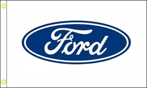 Ford White Racing 3x5 Ft Banner Flag Car Racing Show Garage Wall Workshop - Foto 1 di 2