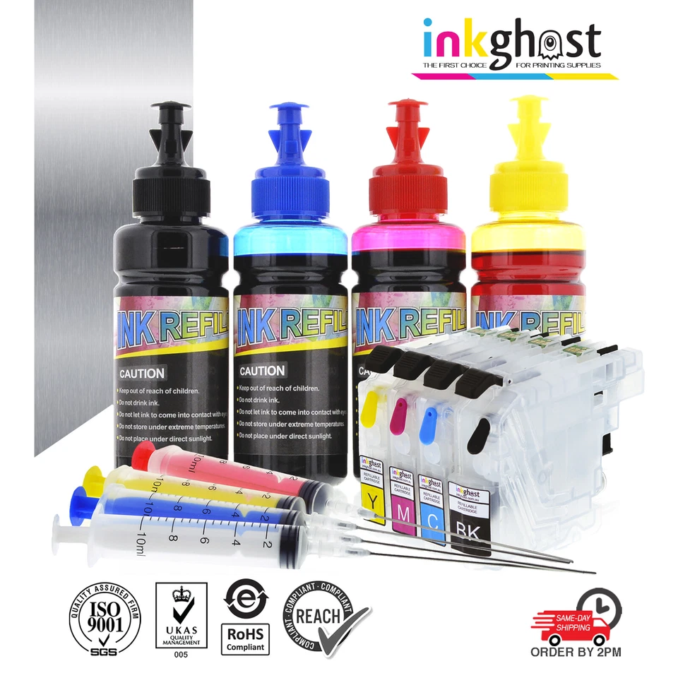 Refillable ink Cartridges Kit for Brother LC233 MFC-J4620DW DCP-J4120DW etc - Image 1 of 1