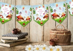 Woodland Fairy Personalised Bunting - Christening Baby Shower Birthday Party - Picture 1 of 5
