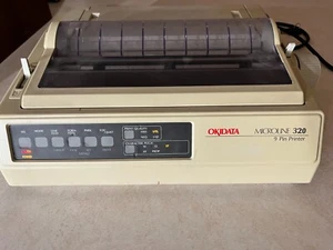 Okidata Microline 320 9-Pin Dot Matrix Printer GE5253P Beige Powers On Vintage - Picture 1 of 12