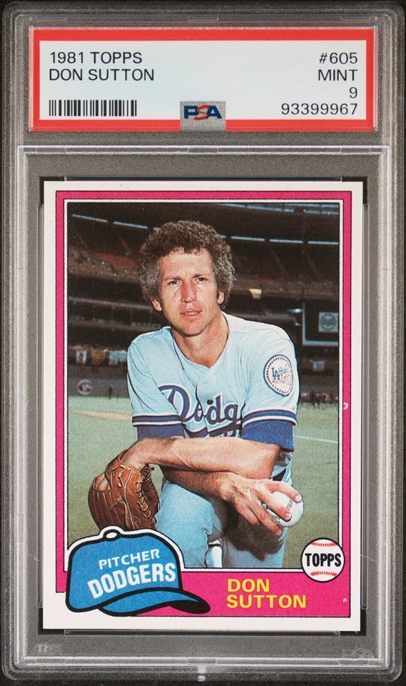 1981 Topps #605 Don Sutton - PSA 9 - Image 1 of 2