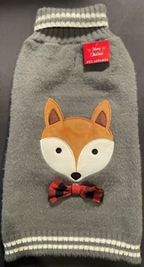 Gray and White with Animal + Bow Tie Pet Dog Sweater - Large L - Picture 1 of 9