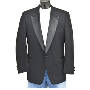 Christian Dior Le Connaisseur Black Wool Tuxedo Jacket 44 XL Solid Formal - Picture 1 of 12