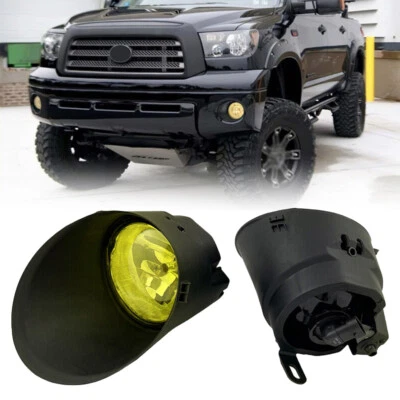 Pair Fit Toyota Tundra 2007-2013 Bumper Yellow Lens Fog Lights Lamps w/Cover Set - Image 1 of 4