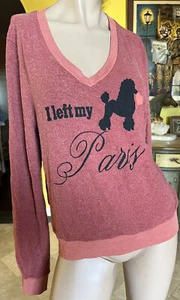 New RARE WILDFOX My Love Poodle Paris Beach Baggy Jumper Sweatshirt Rust Rose S - Picture 1 of 4