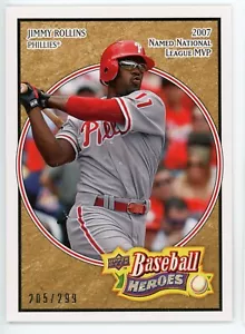 2008 Upper Deck Baseball Heroes Jimmy Rollins beige #134 #/299 Phillies - Imagen 1 de 1