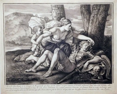 Radierung, Rinaldo und Armida, N. Poussin/ G. Audean, ~1690, Wildenstein 166 - Bild 1 von 4