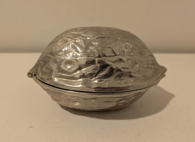 Vintage Metal Hinged Silvertone Walnut Shaped Nut Cracker  - Image 1 of 4
