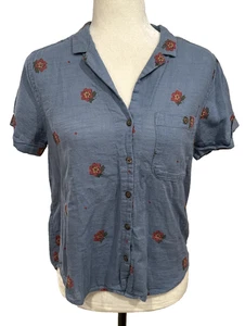 Camisa para mujer Toad & Co mediana Camp Cove manga corta azul algodón orgánico - Imagen 1 de 11