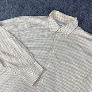 Camicia Bullock & Jones uomo grande beige Gingham check bottoni manica lunga USA - Foto 1 di 8