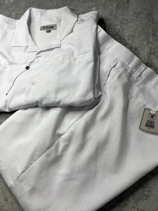 Men's 2pc Walking Suit Short Sleeve Casual Shirt & Pants Set White XXL - Picture 1 of 16