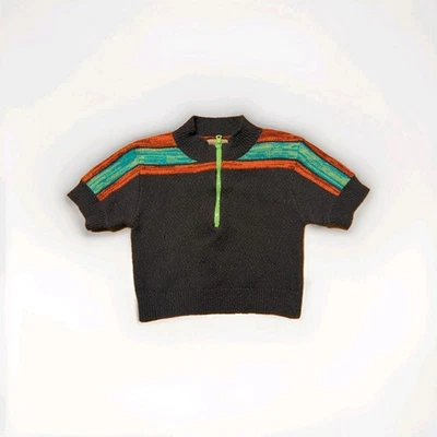 Suéter Urban Outfitters Feminino Pequeno Azul Multi Cropped Zíper Manga Curta - Imagem 1 de 4