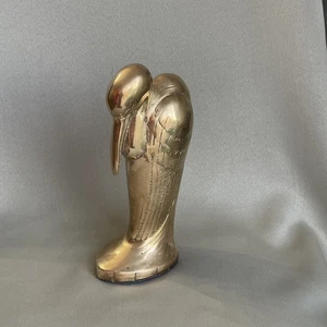 Seltene Vintage ART DECO Pelikan Kranich Buchstütze 9,5" hoch Messing schwer einzeln - Bild 1 von 9