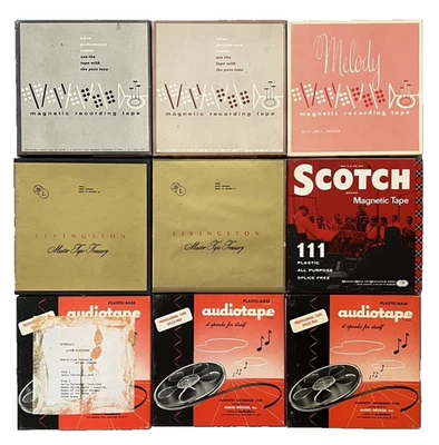 Lote de 9 cintas de audio vintage de carrete a carrete pregrabadas - se venden en blanco Foto 1 de 4