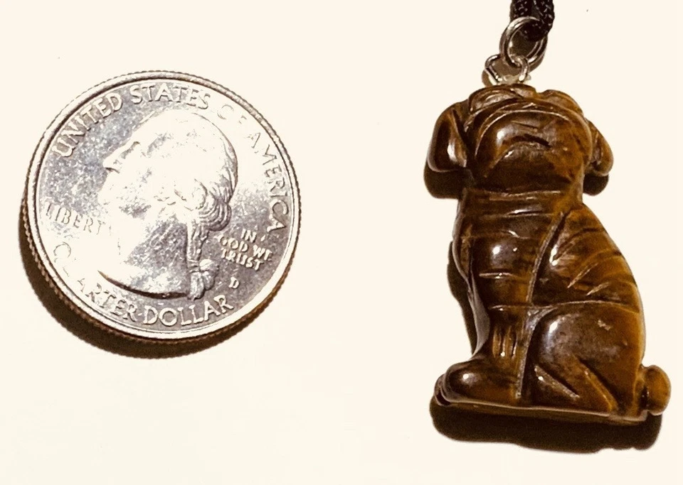 Кулон мопса тигровый глаз ручной работы - Изображение 1 из 1