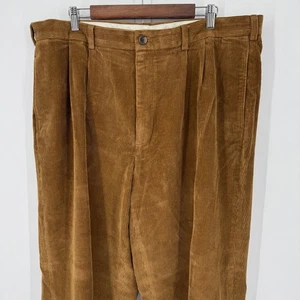 Brooks Brothers Elliot Mens Corduroy Pants 42 x 32 Pleated Relaxed Fit Brown - Picture 1 of 5