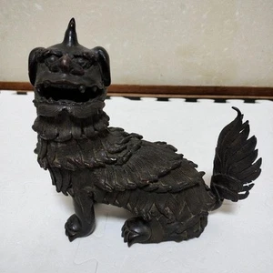 Antique Japanese SHISHI LION Bronze Statue Incense Burner CENSER 7.8 inch Old - Picture 1 of 11