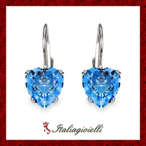 Orecchini Cuore Topazio Donna in Argento 925 rodiato Oro Bianco - Foto 1 di 7