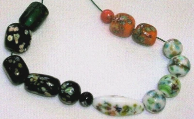 14 PC ASSORTED VINTAGE MILLEFIORE GLASS BEADS JAPAN ROUND RICE TUBE CUBE  - Image 1 of 3