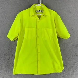 Red Kap Work Shirt Mens L Yellow Enhanced High Visibility Safety Workwear UPF40 - Picture 1 of 11