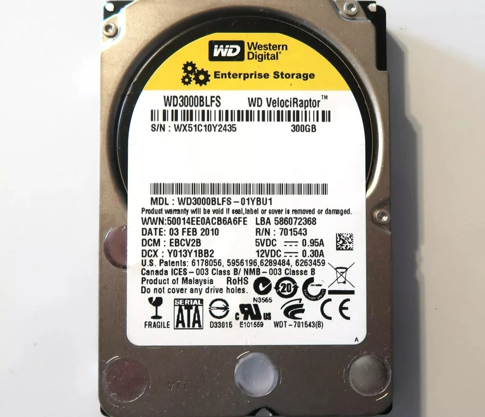 WD WD3000BLFS-01YBU1 EBCV2B (WX51) Malaysia 300gb 2.5" Sata HDD 03FEB2010 - Image 1 of 1