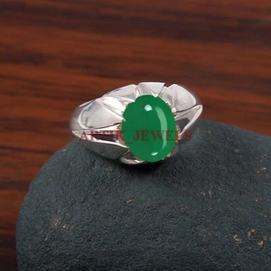 Verde Natural Onix Piedra Preciosa Con 925 Anillo Plata de Ley para Hombre #4806 - Imagen 1 de 7