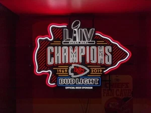 Kansas City Chiefs 2019 LIV Champions 24" LED Vivid Sign Neon Light Lamp Fan - Picture 1 of 15