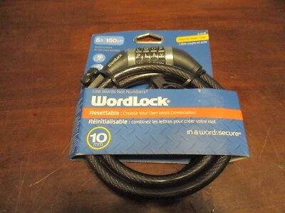 Trava de bicicleta Wordlock 5 pés combinação de palavras reajustável cabo de aço flexível - Imagem 1 de 4