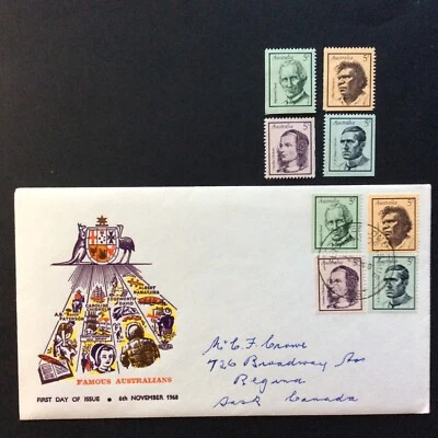 BroadviewStamps Australia #446-49 FDC incl MNH VF booklet singles. - Image 1 of 3