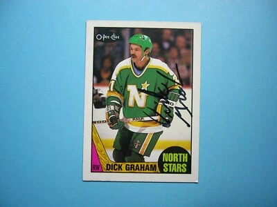 1987/88 O-PEE-CHEE NHL HOCKEY CARD #184 DICK GRAHAM EX/NM AUTO AUTOGRAPH OPC - Image 1 of 3