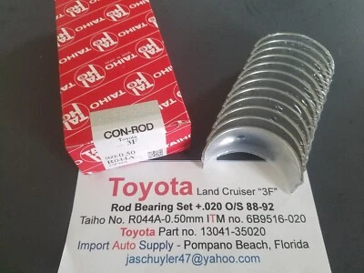 Toyota Land Cruiser "3F" Engine 88-92 +.020 Rod Bearing Set OE Taiho "Japan" - Image 1 of 3