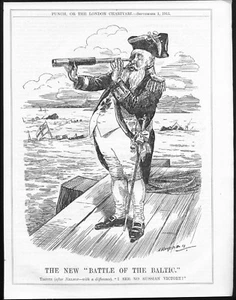 Unsuccessful TIRPITZ Tries to Imitate Nelson. Original WW1 PUNCH Cartoon - Picture 1 of 1