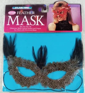 Eye Mask Feather and Sequin Mask with Elasticized Band Multicolor One Size - Picture 1 of 3