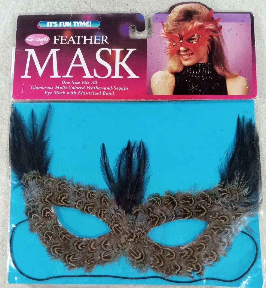 Eye Mask Feather and Sequin Mask with Elasticized Band Multicolor One Size  - Image 1 of 3