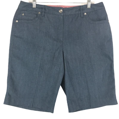 Larry Levine Chambray Shorts Women's 14 (34x11) Blue Cotton Blend 5 Pocket - Image 1 of 4