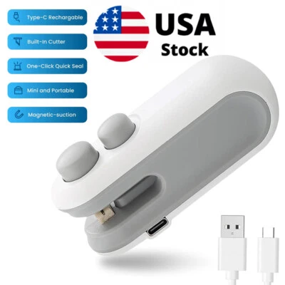Rechargeable Chip Bag Resealer Portable Mini Package Air Tight Sealer Snack Seal - Image 1 of 4