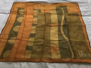 Vintage 1960’s Orange Geometric Square Scarf Verasheer By Vera Neumann Designer - Picture 1 of 13