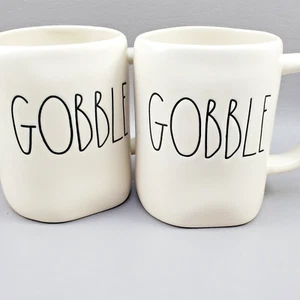 Juego de 2 tazas de café Rae Dunn Magenta Gobble de cerámica otoño otoño otoño acción de gracias - Imagen 1 de 12