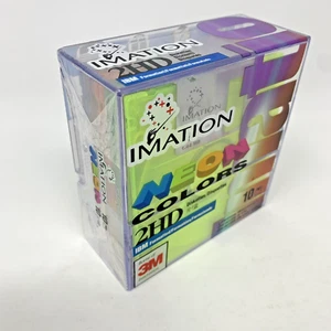 Imation NEON 2HD Computer Diskettes 10 Pack 1.44MB NEW / Factory Sealed - Afbeelding 1 van 4