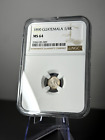 1890 Guatemala 1/4 Real Silver Coin NGC Certified MS 64